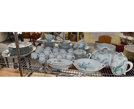 HAVILAND LIMOGES; a large quantity 'Floralies' tableware including plates, cups, saucers, terrine, etc (approx 85 Pieces).