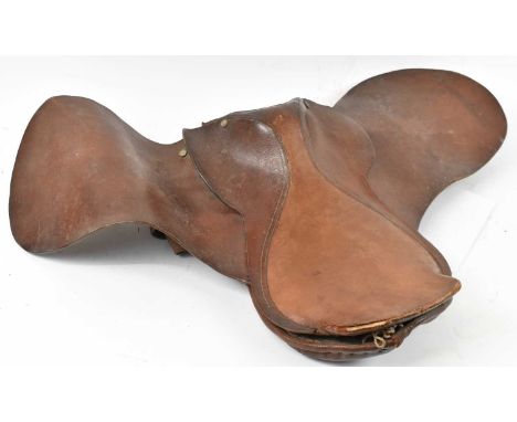 A vintage leather saddle.