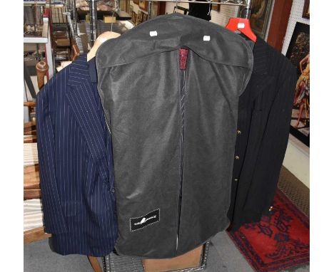 A gentleman's black Versace jacket, a Dave Wax, London suit, and another.