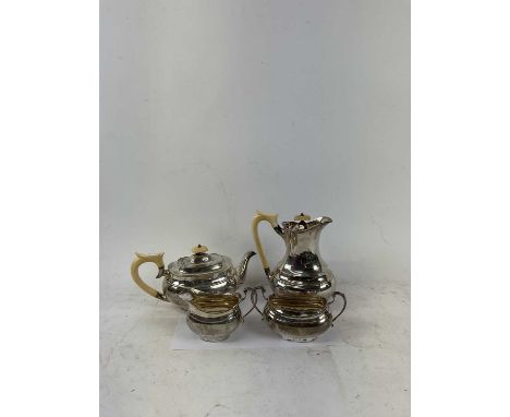 VINERS LTD; a George VI hallmarked silver four piece tea/coffee service, Sheffield 1937, combined approx 57.8ozt/1800g. CITES