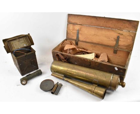 A military Morse code light and vintage ship's fog horn (2).