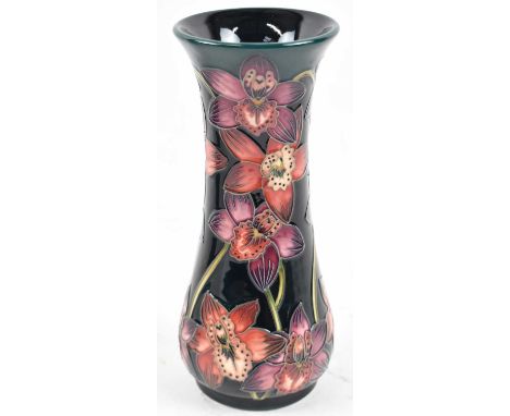 MOORCROFT; a blue glazed vase decorated with flowers from the Connoisseur collection, June 2004, height 21cm.Condition Report