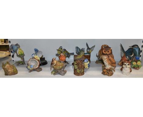 Twelve ceramic figures of birds and owls including the Chancery Collection and Royal Osbourne.