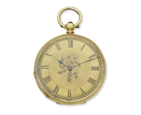 John Bennett, 63 &amp; 64 Cheapside, London. An 18K gold key wind open face pocket watchDate: Circa 1860Movement: Gilt finish