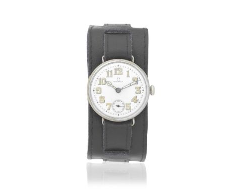 Omega. A stainless steel manual wind trench style wristwatchDate: Circa 1915Movement: Jewelled manual wind, No.4734292Dial: W