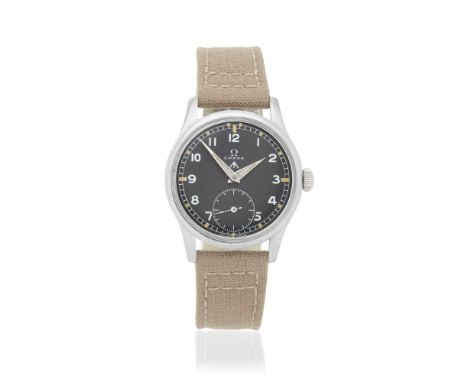 Omega. A stainless steel manual wind Military wristwatchReference: 2383-2Date: Circa 1944 Movement: 15-jewel Cal.30 T2 manual