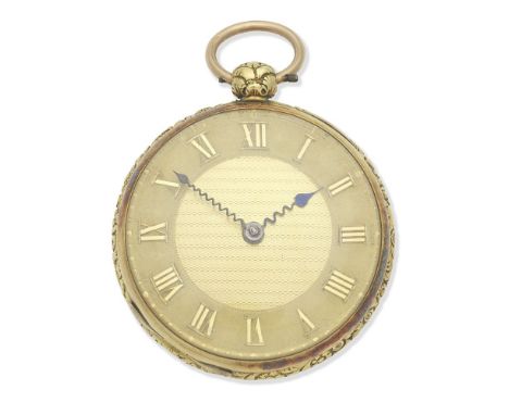 William Marshall, London. An 18K gold key wind open face pocket watchDate: London Hallmark for 1819Movement: Gilt full plate,