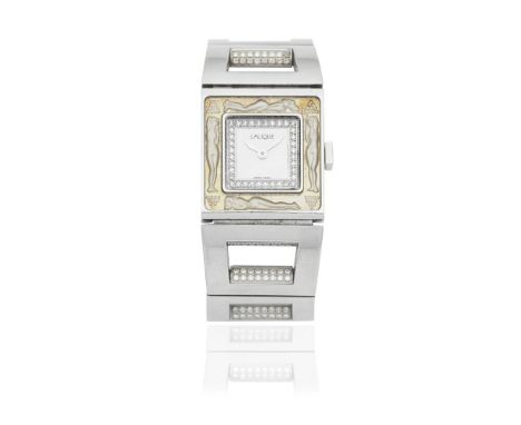 Lalique. A lady's stainless steel diamond set quartz bracelet watch with mother of pearl dialReference: 13860Date: Purchased 