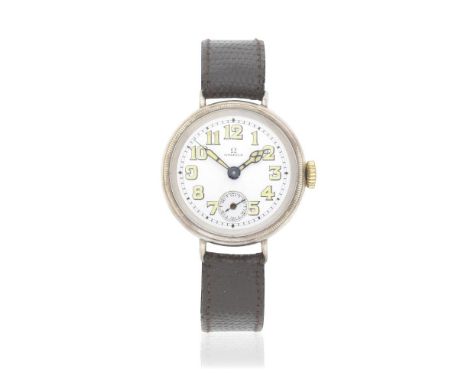 Omega. A silver manual wind trench style wristwatchDate: London Import mark for 1917Movement: Jewelled manual wind, No.503740