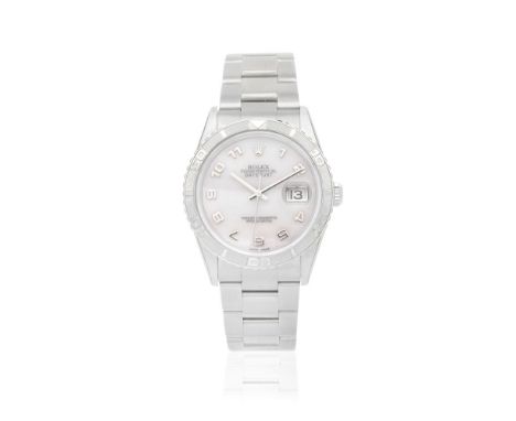 Rolex. A stainless steel automatic calendar bracelet watch with mother of pearl dialModel: DatejustReference: 16264Date: Circ