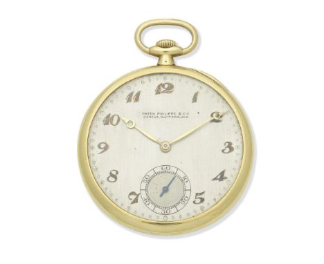 Patek, Philippe &amp; Co. An 18K gold keyless wind open face pocket watchDate: London Import mark for 1925Movement: Nickel fi