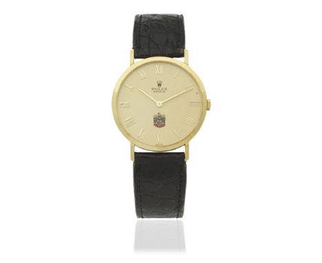 Rolex. An 18K gold manual wind wristwatch with emblem of the UAEReference: 4112 Date: Circa 1988Movement: 20-jewel Cal.1601 m