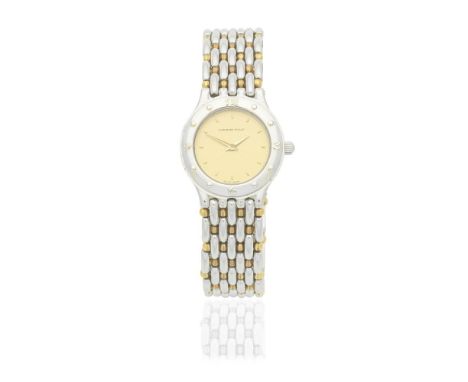Audemars Piguet. A lady's stainless steel and gold quartz bracelet watchReference: 66142SA.OO.0695SA.01Date: Circa 1990Moveme