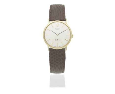 Rolex. A 14K gold manual wind wristwatchModel: CelliniReference: 3601Date: Circa 1960Movement: 17-jewel Cal.1600 manual windD