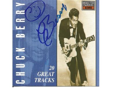 Chuck Berry signed on CD insert. CD Included inside. 20 Great Tracks. Good Condition. All autographs are genuine hand signed 
