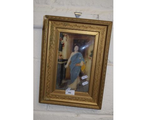 A crystoleum portrait of a young lady set in gilt frame