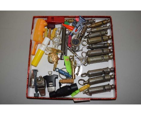 A collection of vintage whistles