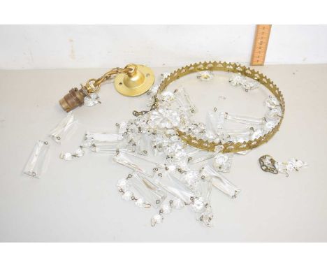 Vintage ceiling light fitting of circular form with glass prismatic drapes