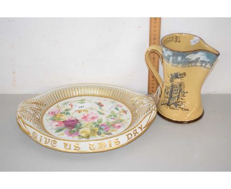 A gilt decorated bread stand together with a further Doulton jug