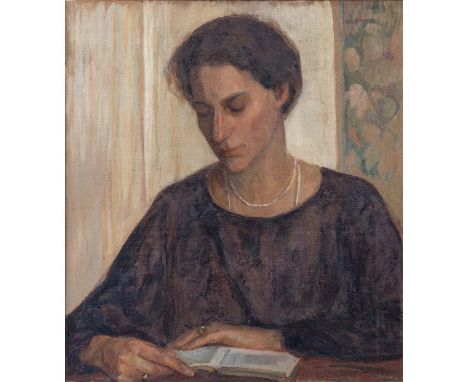 HOERNER, GRETA VON (1880 –1945), "Portät einer lesenden Frau", oben rechts signiert: "G V Hoerner", Öl auf Leinwand, HxB: ca.