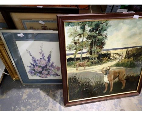 Six framed pictures including two gilt examples and a apiece signed by John Wilkinson 1991. Not available for in-house P&amp;