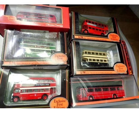 Collection of mostly boxed 1;76 scale model die cast buses. Not available for in-house P&amp;P 