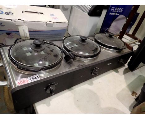 Vergo tabletop triple slow cooker/food warmer. All electrical items in this lot have been PAT tested for safety and have pass