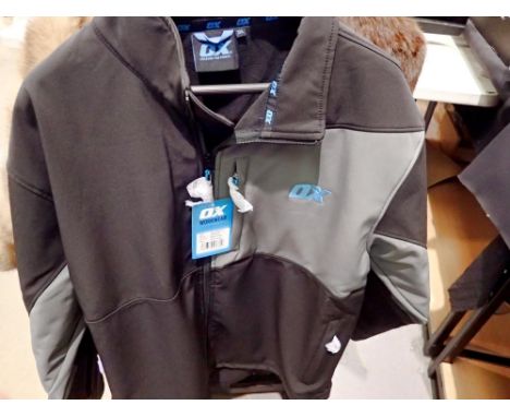 New old stock, Ox-tools black and grey softshell 50 inch chest work jacket. Not available for in-house P&amp;P 