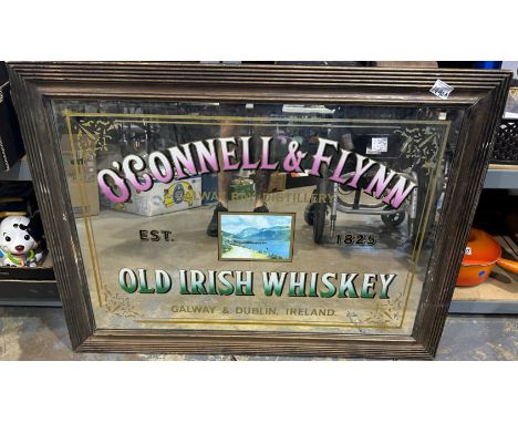 A large Irish Whiskey framed advertising mirror. Not available for in-house P&amp;P 