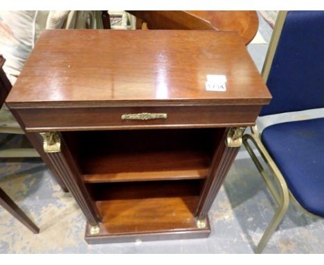 Mahogany book shelf with brass Egyptian detail, 50 x 75 cm H. Not available for in-house P&amp;P 