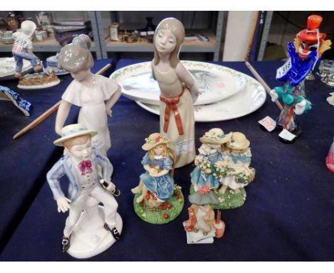 Collection of ceramic and resin figures, including Lladro and Nao, some with minor damages. UK P&amp;P Group 3 (£30+VAT for t