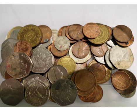 Ten collectors edition 50p coins, with a quantity of UK and world coins. UK P&amp;P Group 1 (£16+VAT for the first lot and £2