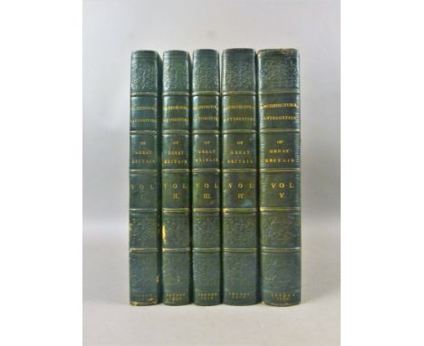 Fine Binding.- Britton (John), THE ARCHITECTURAL ANTIQUITIES OF GREAT BRITAIN, 5 vol., 7 additional engraved titles, 367 engr