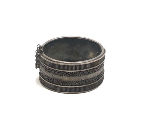 Victorian silver cuff bangle 