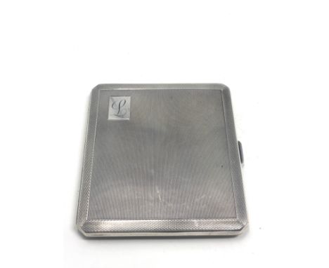 Vintage engine turned cigarette case Birmingham silver hallmarks weight 101g 