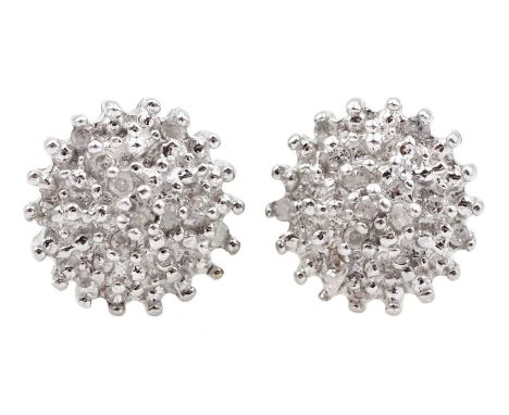 Pair of 9ct gold round brilliant cut diamond cluster stud earringsCondition Report:Approx 2gm, head diameter = 9mm, good cond