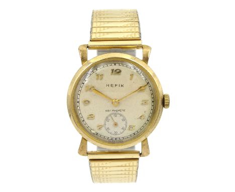 Heflix 9ct gold gentleman's manual wind wristwatch, Birmingham 1948, on expanding gilt strapCondition Report:Approx 46.6gm gr