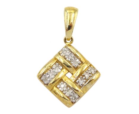 9ct gold diamond set pendant, stamped 375Condition Report:Approx 2.2gm, length = 27mm