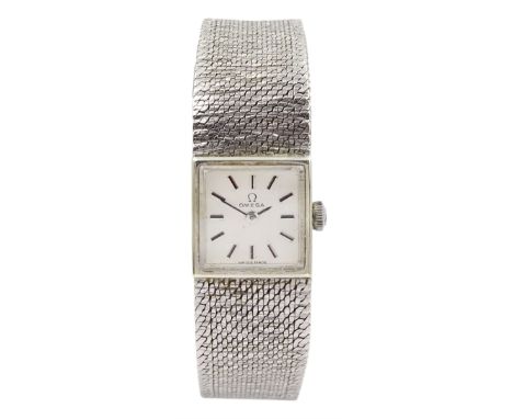 Omega 9ct white gold ladies manual wind bracelet wristwatch, circa 1960's, Cal 650, with additional gold parts Condition Repo