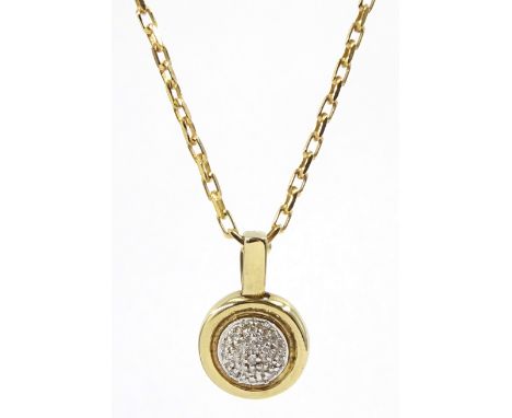 9ct yellow and white gold circular diamond pendant necklace, hallmarked Condition Report:Approx 5.2gm, necklace length = 1.7c