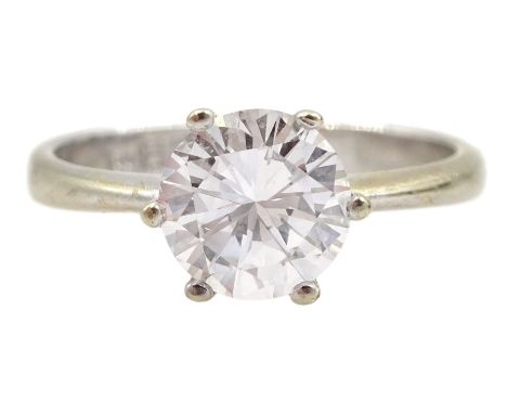 18ct gold single stone round brilliant cut diamond ring, stamped 750, diamond approx 1.10 carat, with original receiptConditi