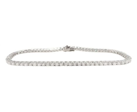 18ct white gold round brilliant cut diamond line bracelet, stamped 18K, total diamond weight approx 3.00 caratCondition Repor