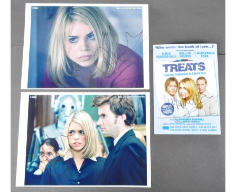 Doctor Who - Billie Piper (Rose) - x2 signed A4 photographs of Piper in Dr Who. Both signed in black ink, largely to light ar