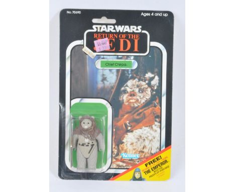 Star Wars - An original vintage 1984 Kenner made Star Wars carded MOC action figure ' Chief Chirpa ' (Ewok). Factory sealed u