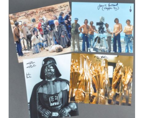 Star Wars - A New Hope - a collection of x4 autographed 8x10" colour on-set photographs, signed by various crew members. Comp