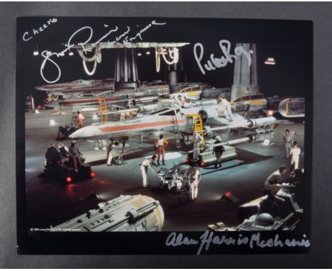 Star Wars - an officially licensed Star Wars 8x10" image from the movie, signed x3 cast members- Shane Rimmer (1929-2019), Al