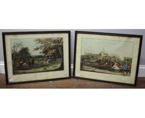 M. Dubourg (FL.1810-1820) after Pollard, A pair of coloured aquatints 'Royal Hunt in Windsor Park' and 'His Majesty King Geor