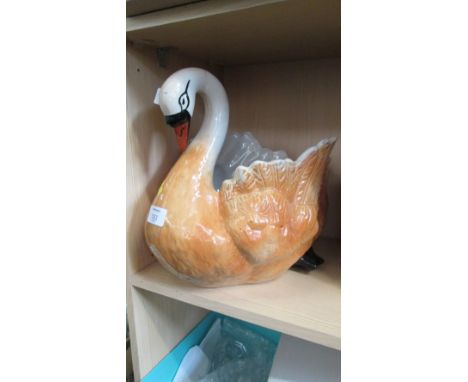 A large pottery swan planter 