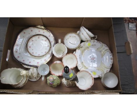A Royal Worcester model of a bullfinch, No 2662, together with a small quantity of Edwardian and other teawares and a Royal D