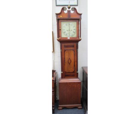 J. Morse, Lyneham, an early 19th century oak and mahogany crossbanded longcase clock, having an eight day bell striking movem